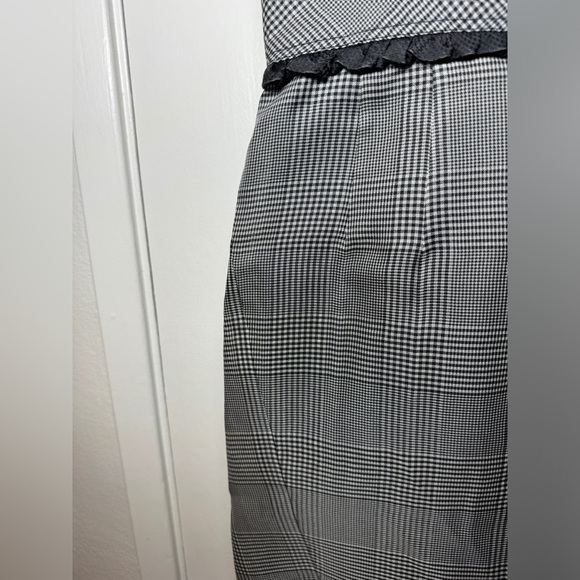 Zac Posen 100% Silk Plaid Blue Black Grey Structured Cap Sleeve Shift Dress 6 - Picture 12 of 15